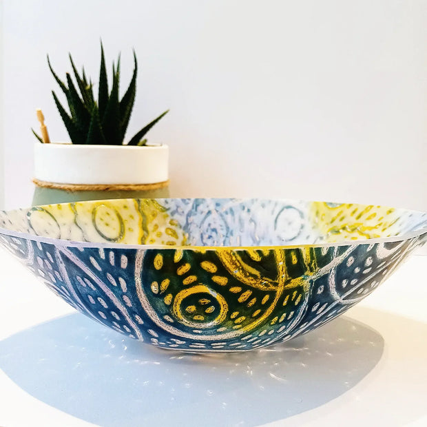 'The Wheel - Imbolc - Bud and Blossom' - Handcrafted Kiln Formed Oval Glass Bowl