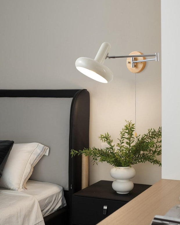 Wall Lamp Swivel Arm Rounded Shade Pull Chain Modern Retro