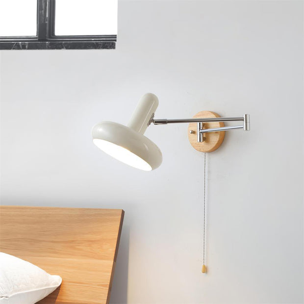 Wall Lamp Swivel Arm Rounded Shade Pull Chain Modern Retro