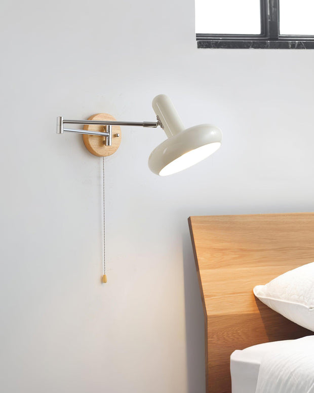 Wall Lamp Swivel Arm Rounded Shade Pull Chain Modern Retro