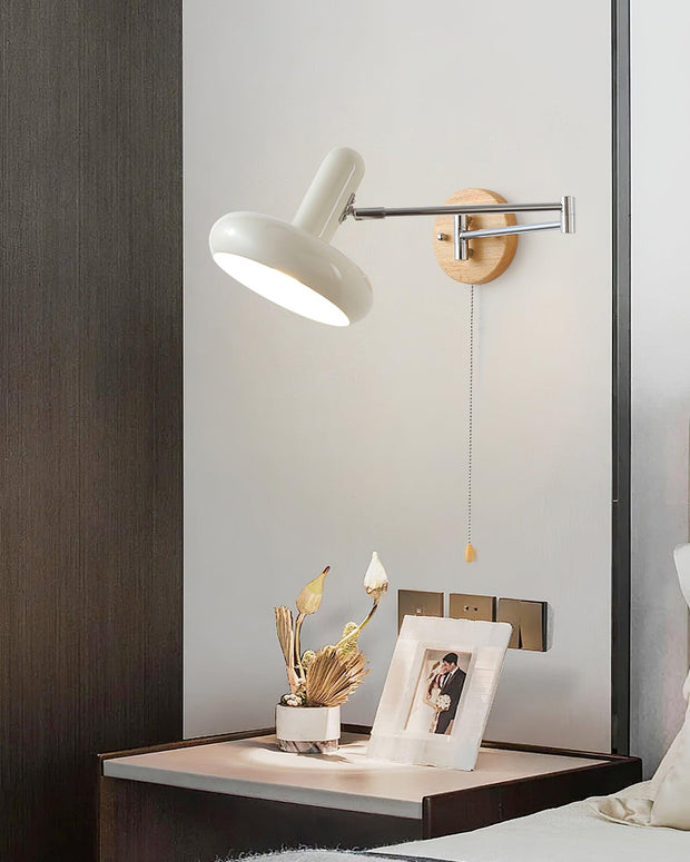 Wall Lamp Swivel Arm Rounded Shade Pull Chain Modern Retro