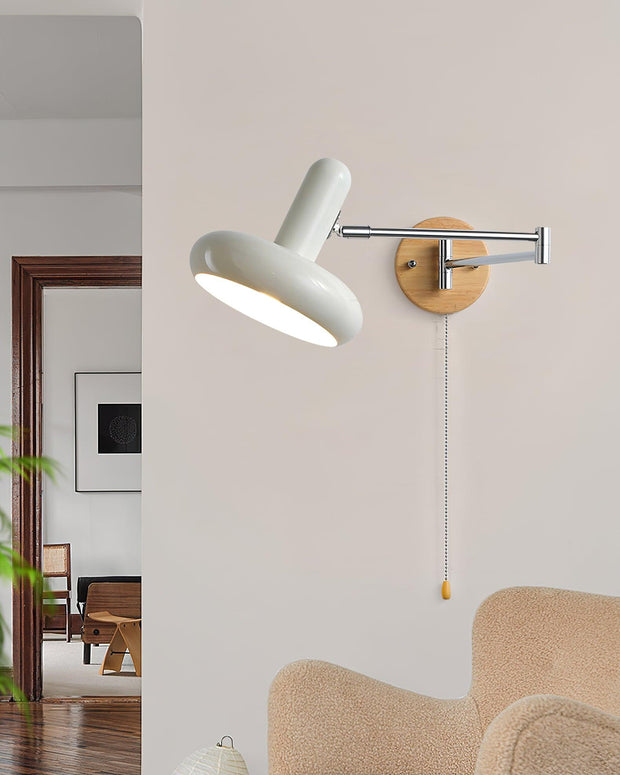 Wall Lamp Swivel Arm Rounded Shade Pull Chain Modern Retro