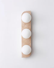Wall Lamp Travertine Plug-In with Dual Glass Globes Soft Glow