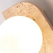 Wall Lamp Travertine Plug-In with Dual Glass Globes Soft Glow