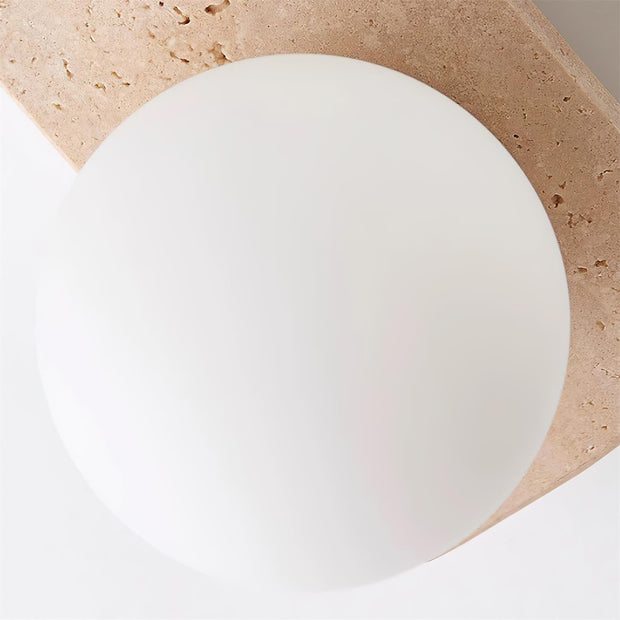 Wall Lamp Travertine Plug-In with Dual Glass Globes Soft Glow