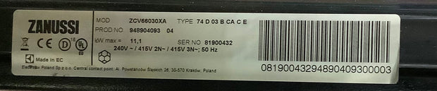 Zanussi Electric Cooker ZCV66030XA L48632