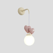 Wall Lamp Resin Heart Cluster Glass Globe Metal Mount Romantic