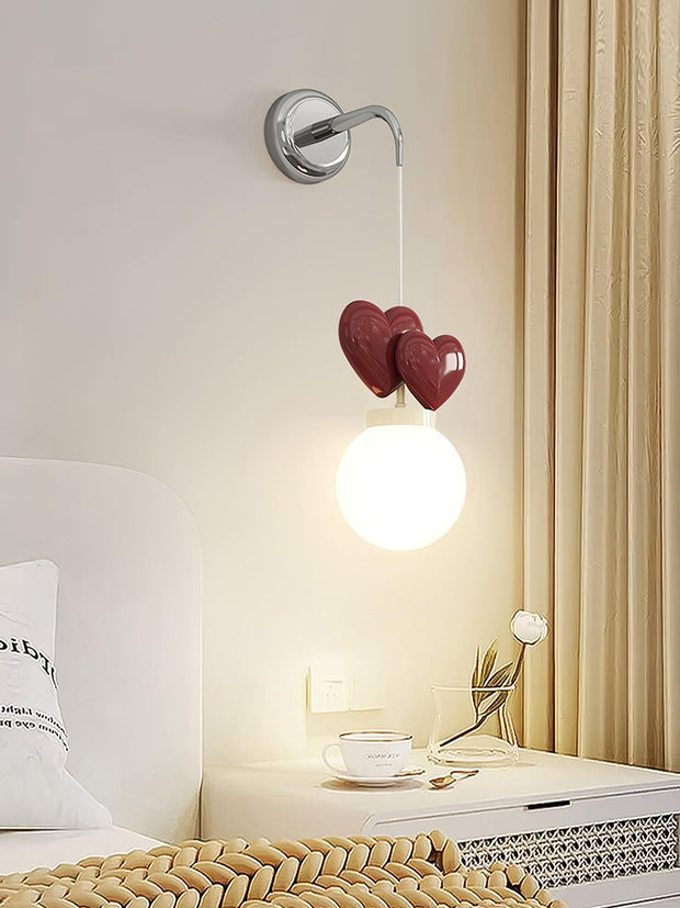 Wall Lamp Resin Heart Cluster Glass Globe Metal Mount Romantic