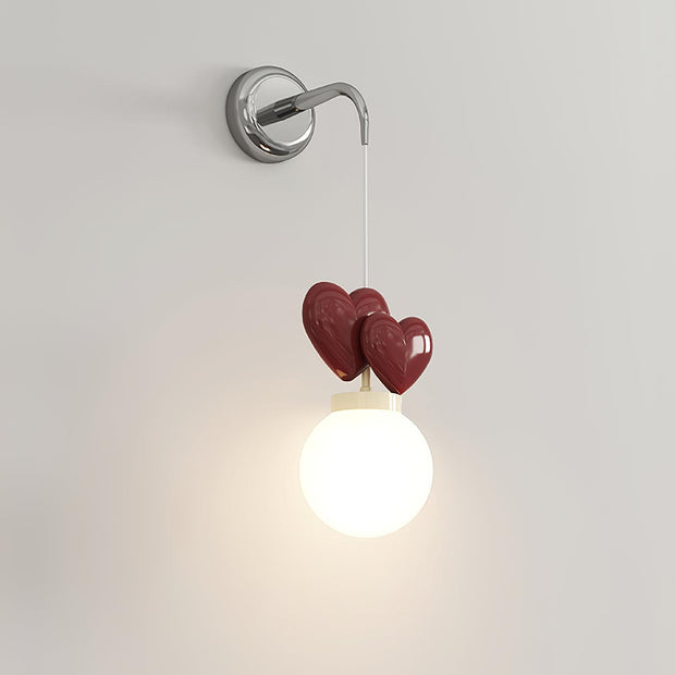 Wall Lamp Resin Heart Cluster Glass Globe Metal Mount Romantic