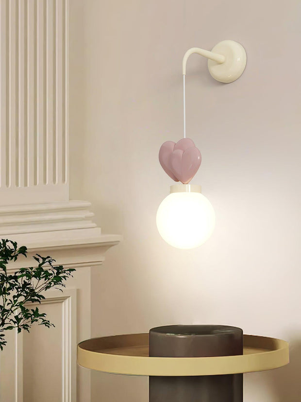 Wall Lamp Resin Heart Cluster Glass Globe Metal Mount Romantic