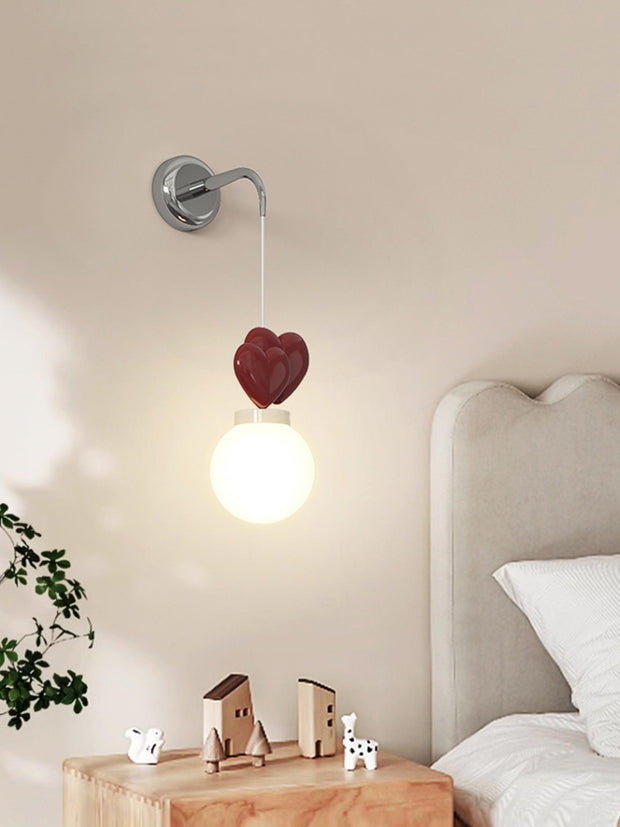 Wall Lamp Resin Heart Cluster Glass Globe Metal Mount Romantic