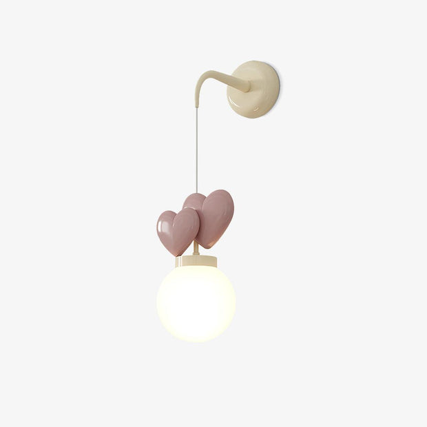 Wall Lamp Resin Heart Cluster Glass Globe Metal Mount Romantic