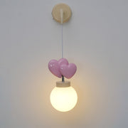 Wall Lamp Resin Heart Cluster Glass Globe Metal Mount Romantic