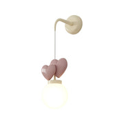 Wall Lamp Resin Heart Cluster Glass Globe Metal Mount Romantic
