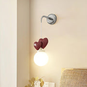 Wall Lamp Resin Heart Cluster Glass Globe Metal Mount Romantic