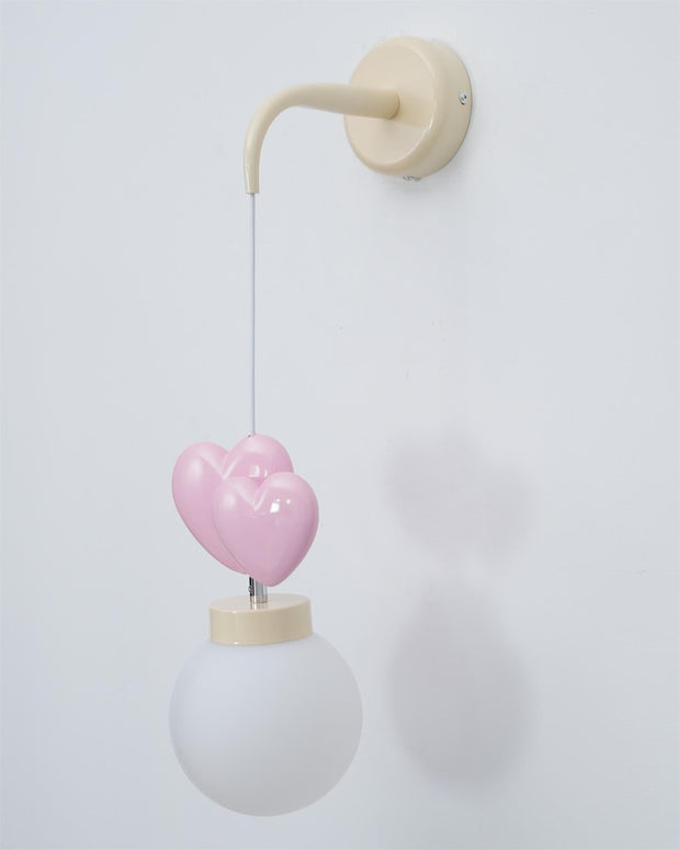 Wall Lamp Resin Heart Cluster Glass Globe Metal Mount Romantic