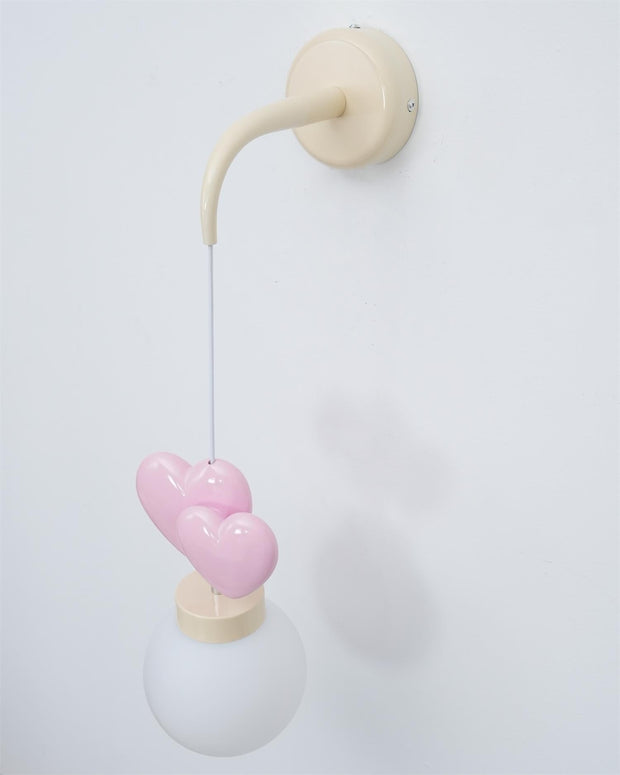 Wall Lamp Resin Heart Cluster Glass Globe Metal Mount Romantic