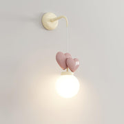 Wall Lamp Resin Heart Cluster Glass Globe Metal Mount Romantic