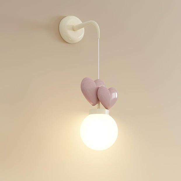 Wall Lamp Resin Heart Cluster Glass Globe Metal Mount Romantic