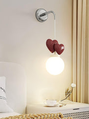 Wall Lamp Resin Heart Cluster Glass Globe Metal Mount Romantic