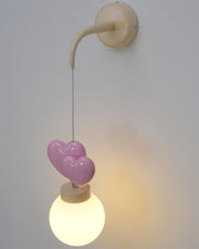 Wall Lamp Resin Heart Cluster Glass Globe Metal Mount Romantic
