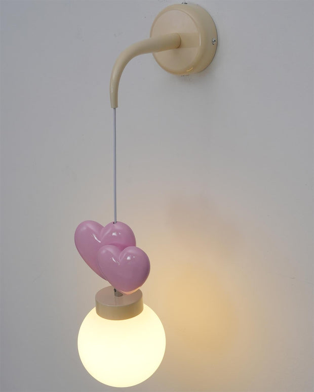 Wall Lamp Resin Heart Cluster Glass Globe Metal Mount Romantic