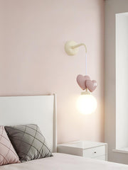 Wall Lamp Resin Heart Cluster Glass Globe Metal Mount Romantic