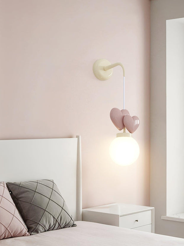 Wall Lamp Resin Heart Cluster Glass Globe Metal Mount Romantic