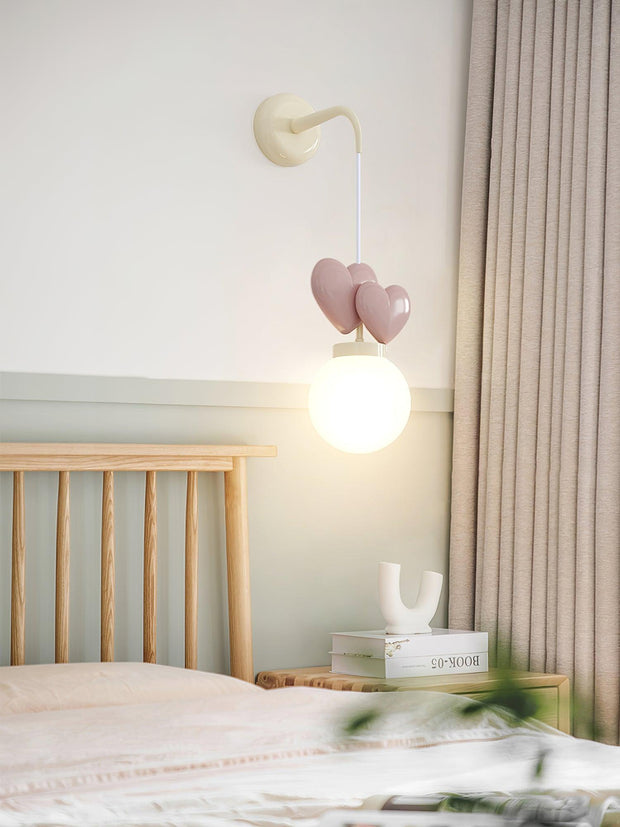 Wall Lamp Resin Heart Cluster Glass Globe Metal Mount Romantic