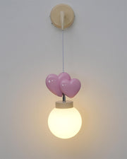 Wall Lamp Resin Heart Cluster Glass Globe Metal Mount Romantic
