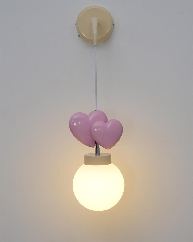 Wall Lamp Resin Heart Cluster Glass Globe Metal Mount Romantic