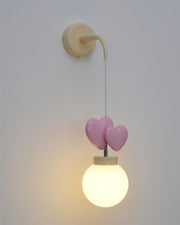 Wall Lamp Resin Heart Cluster Glass Globe Metal Mount Romantic