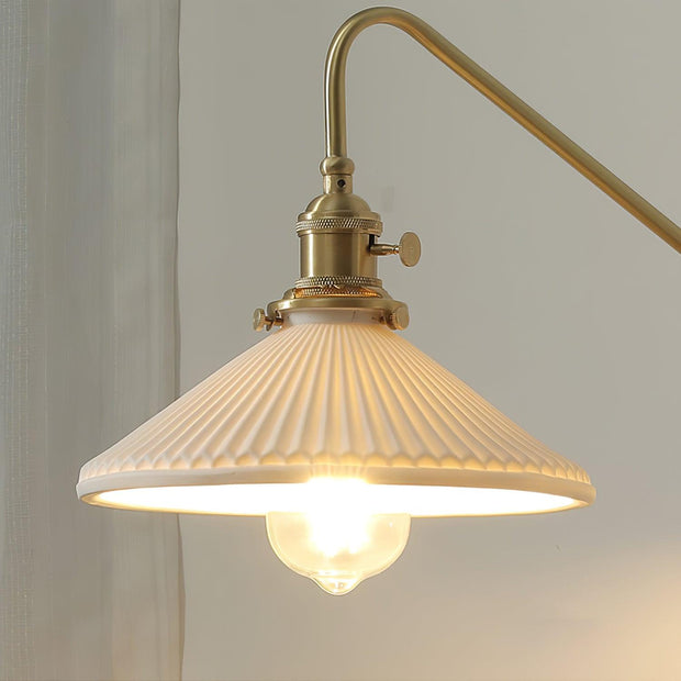 Wall Light Retro Plug In with Brass, Walnut French Elegance