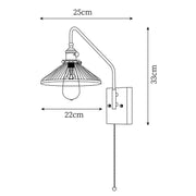Wall Light Retro Plug In with Brass, Walnut French Elegance