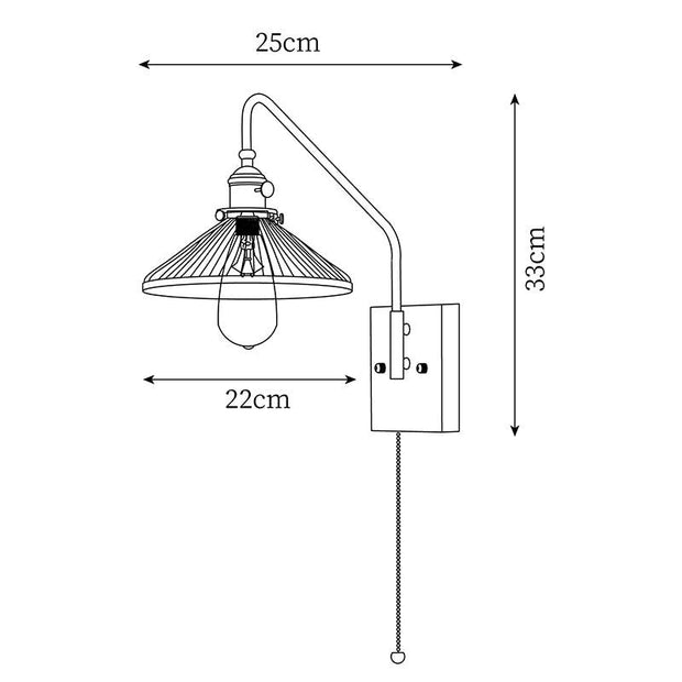Wall Light Retro Plug In with Brass, Walnut French Elegance