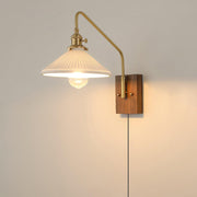 Wall Light Retro Plug In with Brass, Walnut French Elegance