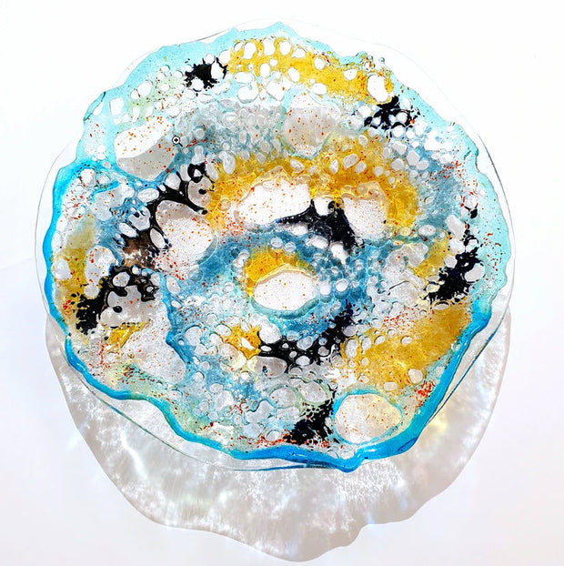 'River Dripping l' - Large Handcrafted Kiln Formed Glass Bowl
