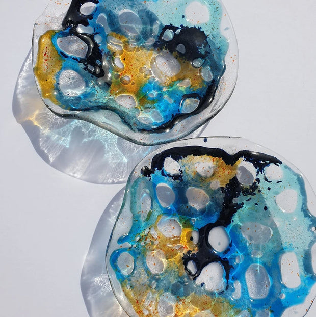 'River Dripping ll' - Handcrafted Kiln Formed Glass Bowl