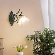 Wall Lamp Vintage Floral Glass Shade for Bedroom and Living Room