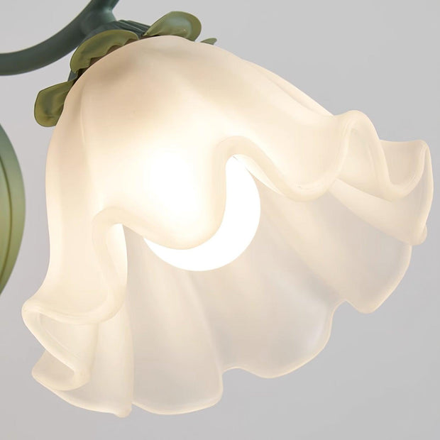 Wall Lamp Vintage Floral Glass Shade for Bedroom and Living Room