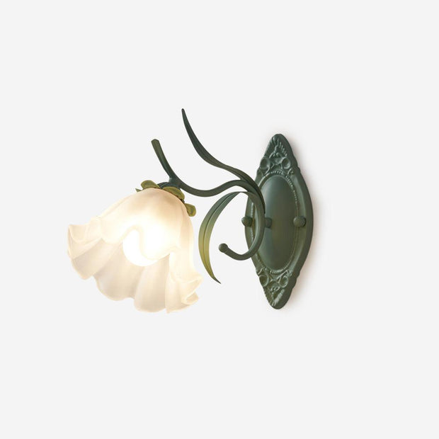 Wall Lamp Vintage Floral Glass Shade for Bedroom and Living Room
