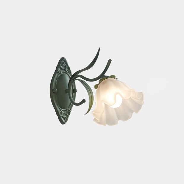 Wall Lamp Vintage Floral Glass Shade for Bedroom and Living Room