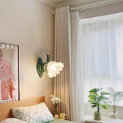 Wall Lamp Vintage Floral Glass Shade for Bedroom and Living Room