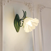 Wall Lamp Vintage Floral Glass Shade for Bedroom and Living Room
