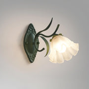 Wall Lamp Vintage Floral Glass Shade for Bedroom and Living Room