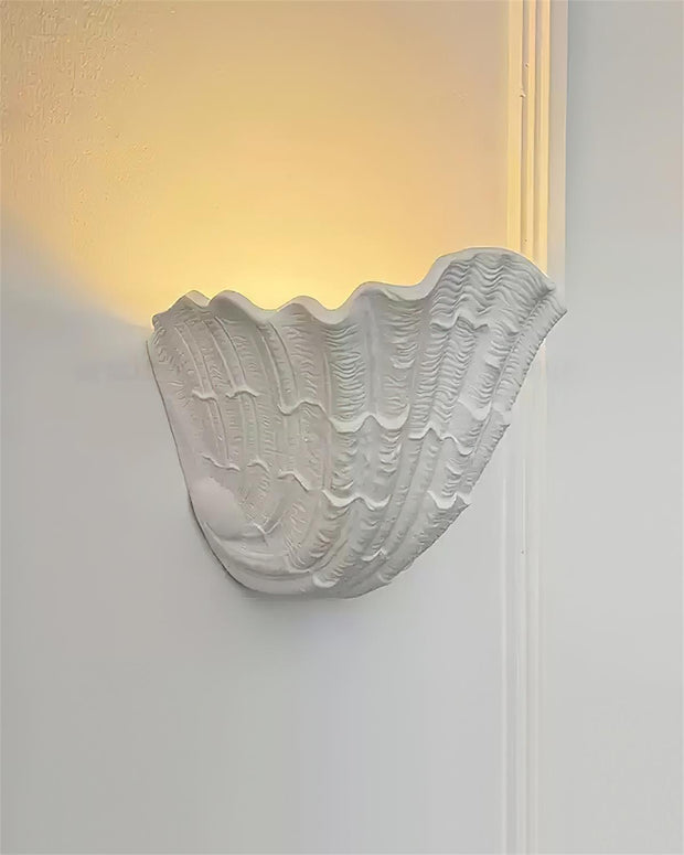 Wall Lamp Shell Plaster Handcrafted Seashell Shape Artistic