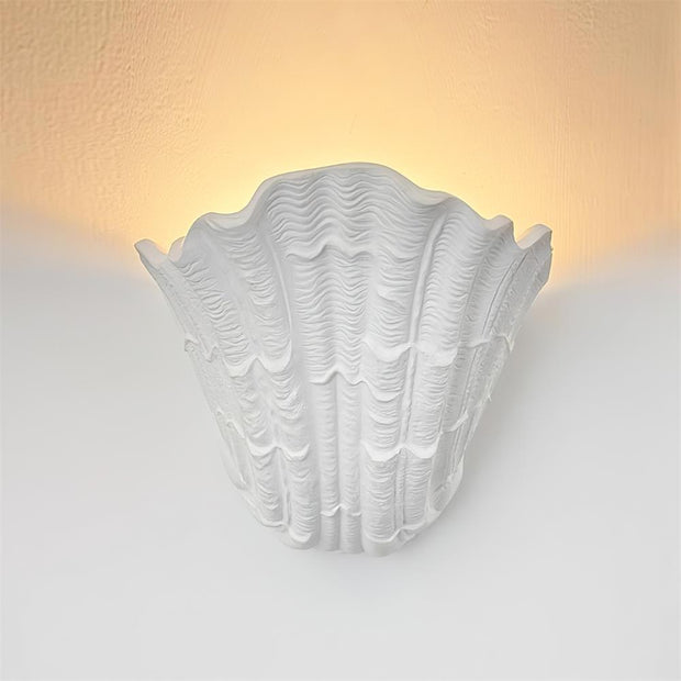 Wall Lamp Shell Plaster Handcrafted Seashell Shape Artistic