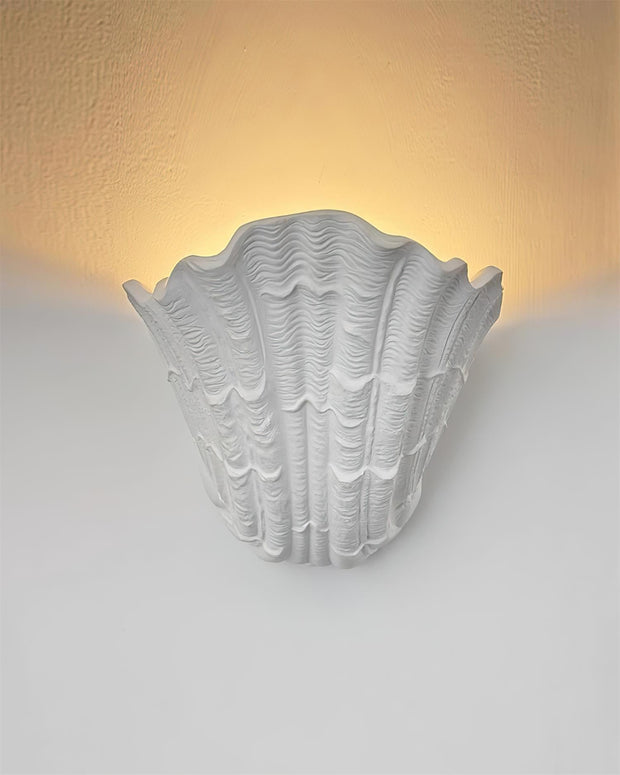 Wall Lamp Shell Plaster Handcrafted Seashell Shape Artistic