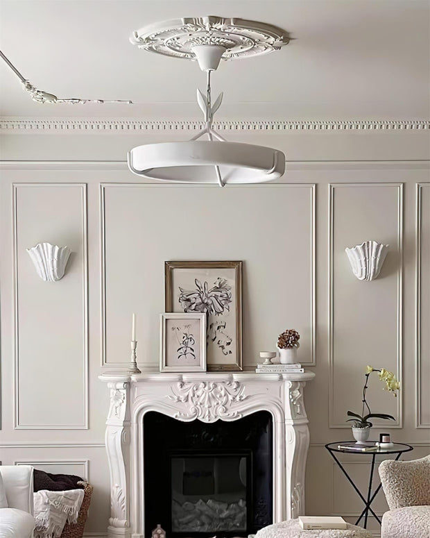 Wall Lamp Shell Plaster Handcrafted Seashell Shape Artistic