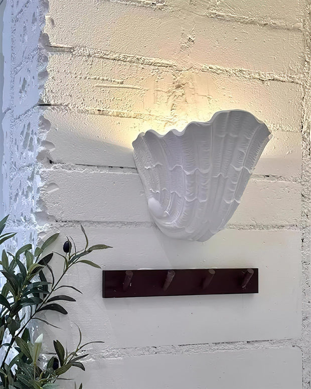 Wall Lamp Shell Plaster Handcrafted Seashell Shape Artistic